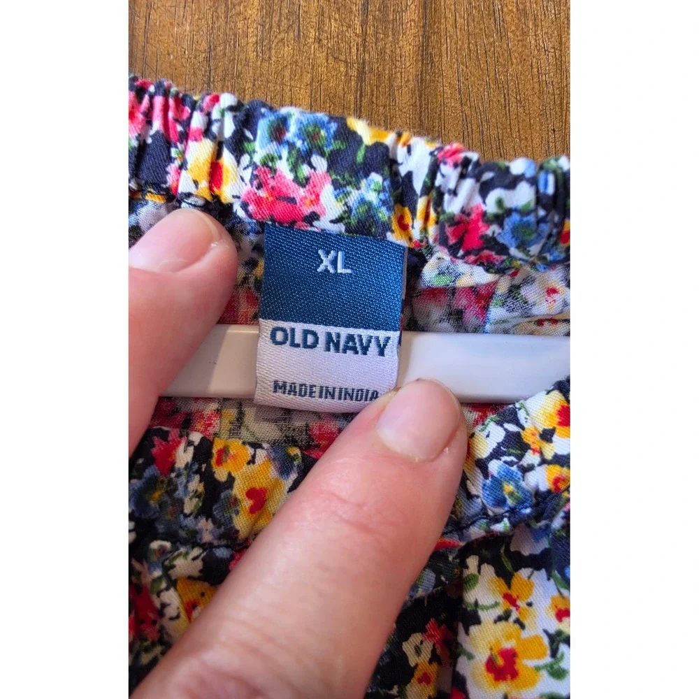 Old Navy Floral Puff Sleeve Peplum Babydoll Top 1X Cottage Peasant Prairie Boho